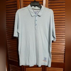 Jimmy Buffet Light Aqua Distressed Margaritaville  Polo Shirt Mens Large.